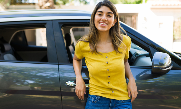 Lady with her new car